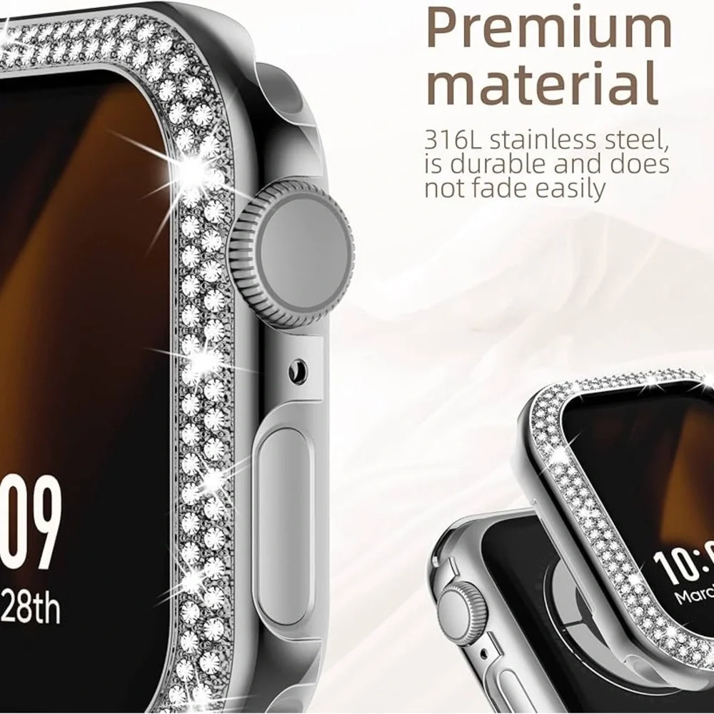 Silver Smartwatch Case with Crystal Accents